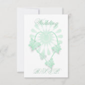 ウェディングRSVPカードペパーミントバタフライハート 出欠カード (正面)