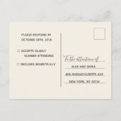 ウェディングRSVPカード水の色のスクリプトポストカード インビテーションポストカード (裏面)