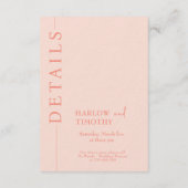 ウェディングRSVPカード赤面ピンクハートQRコード エンクロージャーカード (裏面)