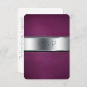 ウェディングRSVPカード、バエレガントルガンディとシルバー 出欠カード (正面/裏面)