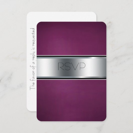 ウェディングRSVPカード、バエレガントルガンディとシルバー 出欠カード (正面/裏面)