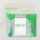 ウェディングRSVPカード（緑） インビテーションポストカード (正面/裏面)