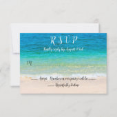 ウェディングRSVPグラデーションブルーグリーンシーカード 出欠カード (正面)