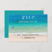 ウェディングRSVPグラデーションブルーグリーンシーカード 出欠カード (正面/裏面)