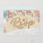 ウェディングRSVPサマーサンディビーチスターフィッシュシーシェル インビテーションポストカード (正面/裏面)