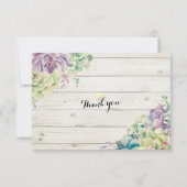 ウェディングRSVPシックな水彩多肉木素朴材 出欠カード (裏面)