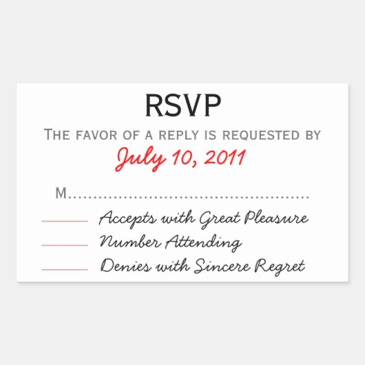 ウェディングRSVPステッカー 長方形シール (正面)
