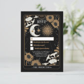 ウェディングRSVPタロットムーンスターズ整列レスポンスカード 招待状 (スタンド正面)