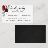 ウェディングRSVPチョーク素朴バーガンディフローラ エンクロージャーカード (正面/裏面)