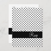 ウェディングRSVPバック水玉模様モノグラム名 出欠カード (正面/裏面)