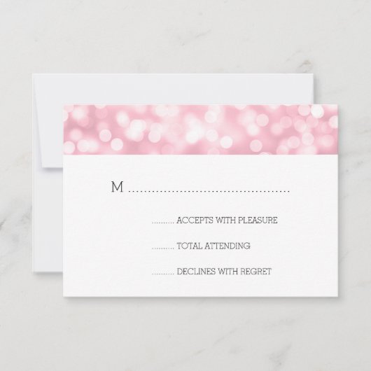 ウェディングRSVPバラ赤面ピンク《写真》ぼけ味ライト 出欠カード (正面)