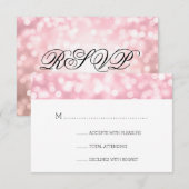ウェディングRSVPバラ赤面ピンク《写真》ぼけ味ライト 出欠カード (正面/裏面)