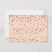 ウェディングRSVPバラ金ゴールドグリッター紙吹雪赤面ピンク 出欠カード (裏面)