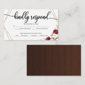 ウェディングRSVPホワイトフローラ幾何学木素朴材 エンクロージャーカード (正面/裏面)