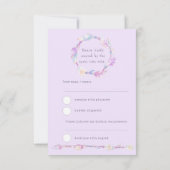ウェディングRSVPボーホフェザーパープルトバルリース 出欠カード (裏面)