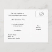ウェディングRSVPポストカード金ゴールドリングや輪バラ花びら インビテーションポストカード (裏面)