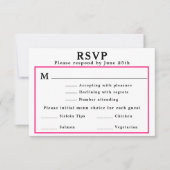 ウェディングRSVPメニューピンクフローラ差出人住所カード 招待状 (正面)