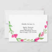 ウェディングRSVPメニューピンクフローラ差出人住所カード 招待状 (裏面)