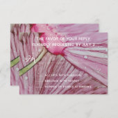 ウェディングRSVPレスポンスカードターコイズ&ラベンダー 出欠カード (正面/裏面)