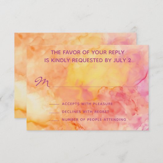 ウェディングRSVPレスポンスカード新花 出欠カード (正面/裏面)