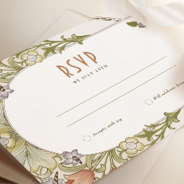 ウェディングRSVPヴィンテージアールヌーボーウィリアム・モリス 招待状