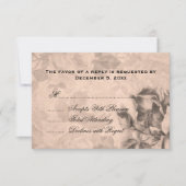 ウェディングRSVPヴィンテージバラセピア 出欠カード (正面)