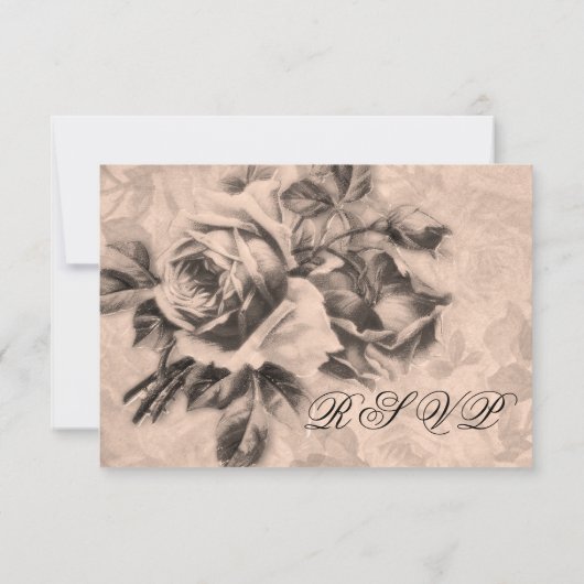 ウェディングRSVPヴィンテージバラセピア 出欠カード (裏面)