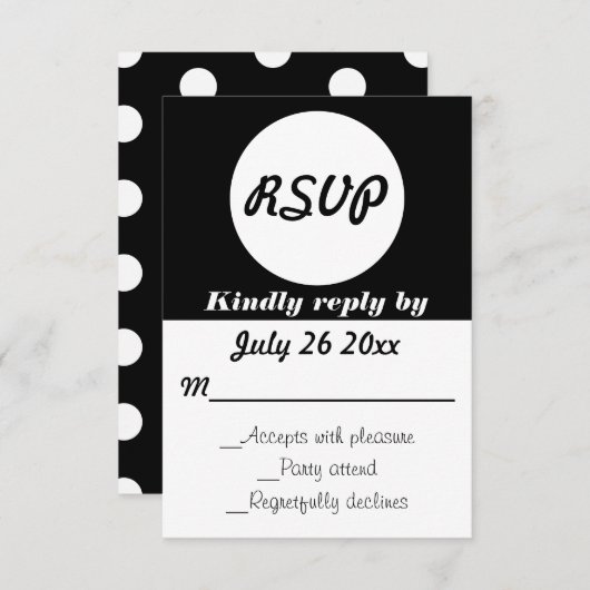 ウェディングRSVP水玉模様カスタマイズ可能な色 出欠カード (正面/裏面)