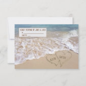 ウェディングRSVP海ビーチハート 出欠カード (正面)