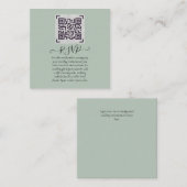 ウェディングRSVP詳細とQRコード – 任意の色 スクエア名刺 (正面/裏面)