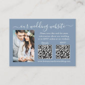 ウェディングRSVP詳細写真2 QRほこりっぽい青 エンクロージャーカード (正面)
