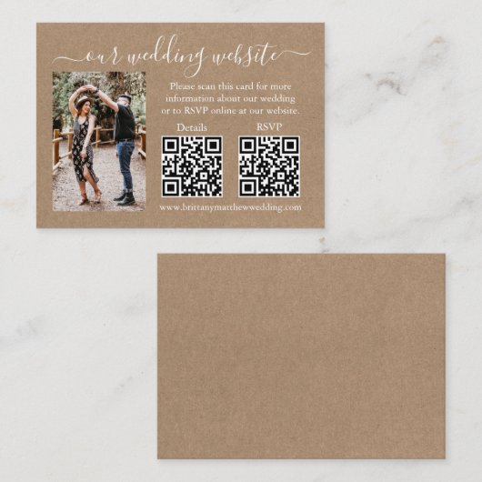 ウェディングRSVP詳細写真2 QRクラフト エンクロージャーカード (正面/裏面)
