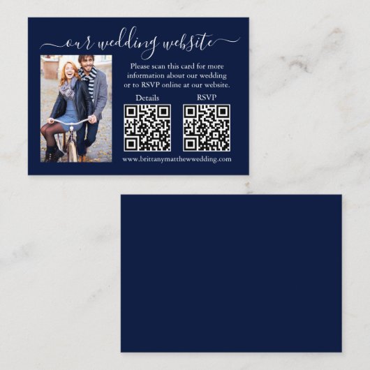 ウェディングRSVP詳細写真2 QRブルー エンクロージャーカード (正面/裏面)