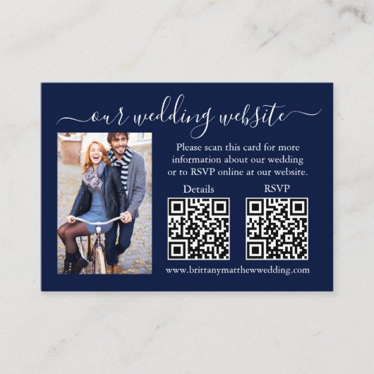 ウェディングRSVP詳細写真2 QRブルー エンクロージャーカード (正面)