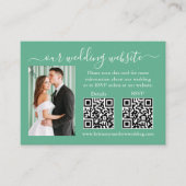 ウェディングRSVP詳細写真2 QRミントグリーン エンクロージャーカード (正面)