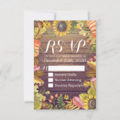 ウェディングRSVP返信秋メープルリーフカボキンズウッド 出欠カード (正面)