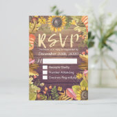 ウェディングRSVP返信秋メープルリーフカボキンズウッド 出欠カード (スタンド正面)