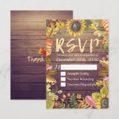 ウェディングRSVP返信秋メープルリーフカボキンズウッド 出欠カード (正面/裏面)