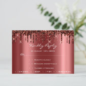 ウェディングRSVP金ゴールドドリプスブルゴーニュブライダルシャワー 出欠カード (スタンド正面)