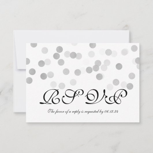 ウェディングRSVP銀フェイク箔グリッターライト 出欠カード (裏面)
