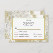 ウェディングRSVP食事応答エレガントシルバー金ゴールド 出欠カード (正面/裏面)