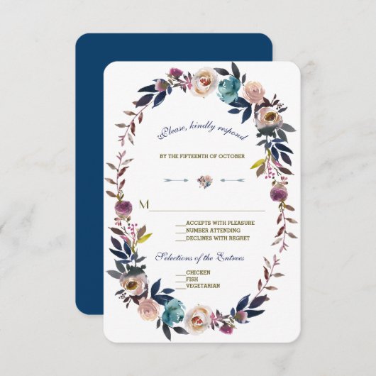 ウェディングRSVP | ダスティブルーミスティバラリース 出欠カード (正面/裏面)