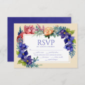 ウェディングRSVP | ハピネス水カラーフローラ 出欠カード (正面/裏面)