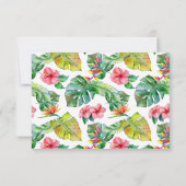 ウェディングRSVP | 熱帯フローラ水色 出欠カード (裏面)