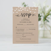 ウェディングRSVP、食事のオプション、クラフトストリングライト エンクロージャーカード (スタンド正面)