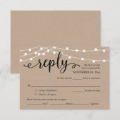 ウェディングRSVP、食事のオプション、クラフトストリングライト エンクロージャーカード (正面/裏面)