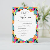 ウェディングRSVP 80のスタイル幾何学模様 出欠カード (スタンド正面)