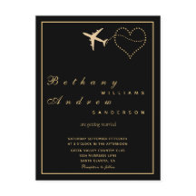 ウェディングRSVP l招待ブラック金ゴールドオールインワン