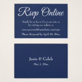 ウェディングRSVP Online Insert White Script & Navy, 09 (正面&裏面)