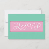 ウェディングRSVP Seafoam Green Pink White 出欠カード (正面)